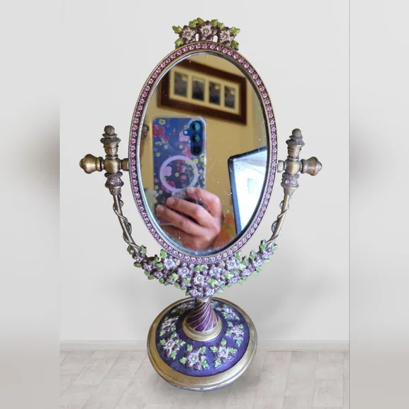 Two's Company Purple and Gold Ornate Vanity Mirror - Picture 4 of 6